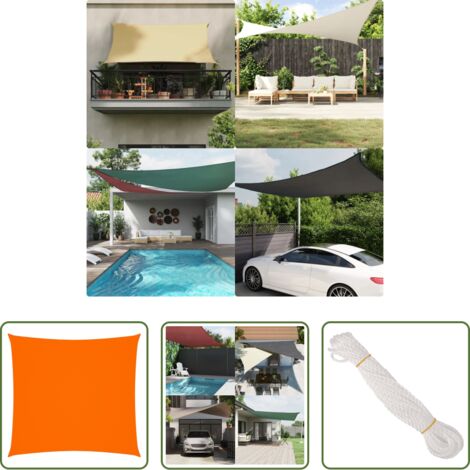 Toldo cuadrado -  Toldo de vela cuadrado tela Oxford naranja 7x7 m