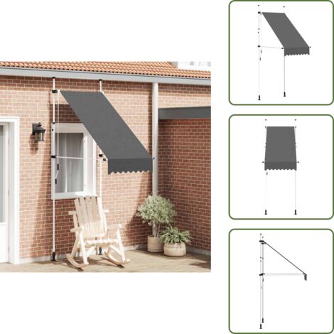 Toldo de acero - vidaXL Toldo retráctil de operación manual gris antracita 100 cm - Toldo para ventana