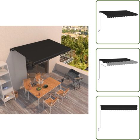 Toldo de aluminio - vidaXL Toldo retráctil manual gris antracita 400x350 cm - Toldo de poliéster