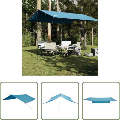 Toldo de camping -  Lona de camping impermeable azul 360x294 cm