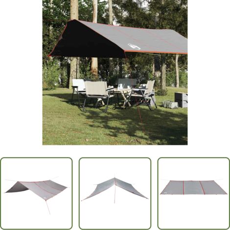 Toldo de camping -  Lona de camping impermeable gris y naranja 420x440 cm
