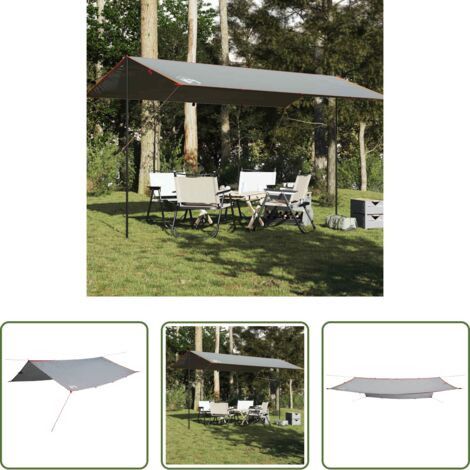 Toldo de camping -  Lona de camping impermeable gris y naranja 500x294 cm
