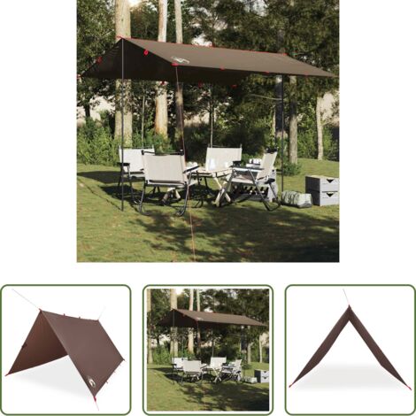 Toldo de camping -  Lona de camping impermeable marrón 366x306 cm