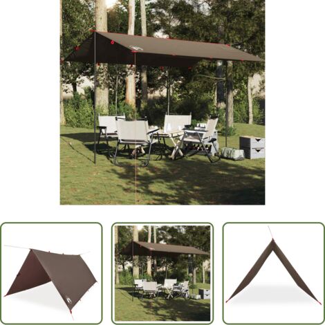 Toldo de camping -  Lona de camping impermeable marrón 406x306 cm