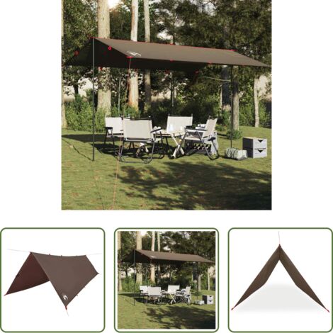 Toldo de camping -  Lona de camping impermeable marrón 506x306 cm