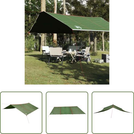 Toldo de camping -  Lona de camping impermeable verde 420x440 cm