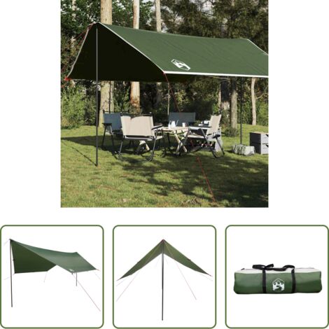 Toldo de camping -  Lona de camping impermeable verde 430x380x210 cm