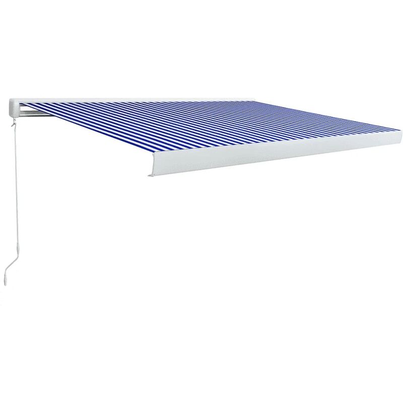 

Toldo de carrete manual azul y blanco 300x250 cm
