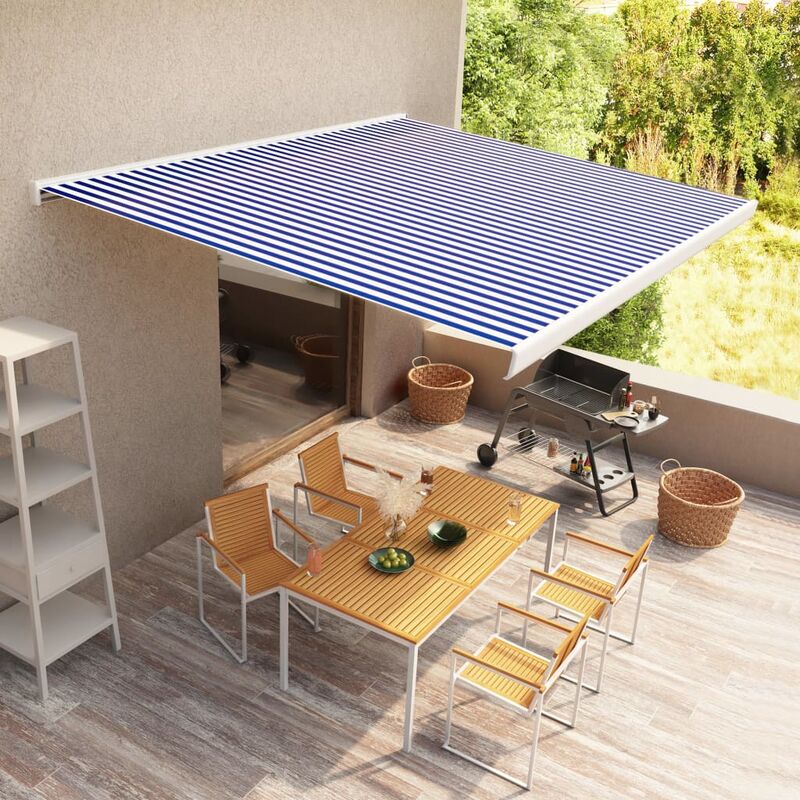

Toldo de carrete manual azul y blanco 300x250 cm - Azul
