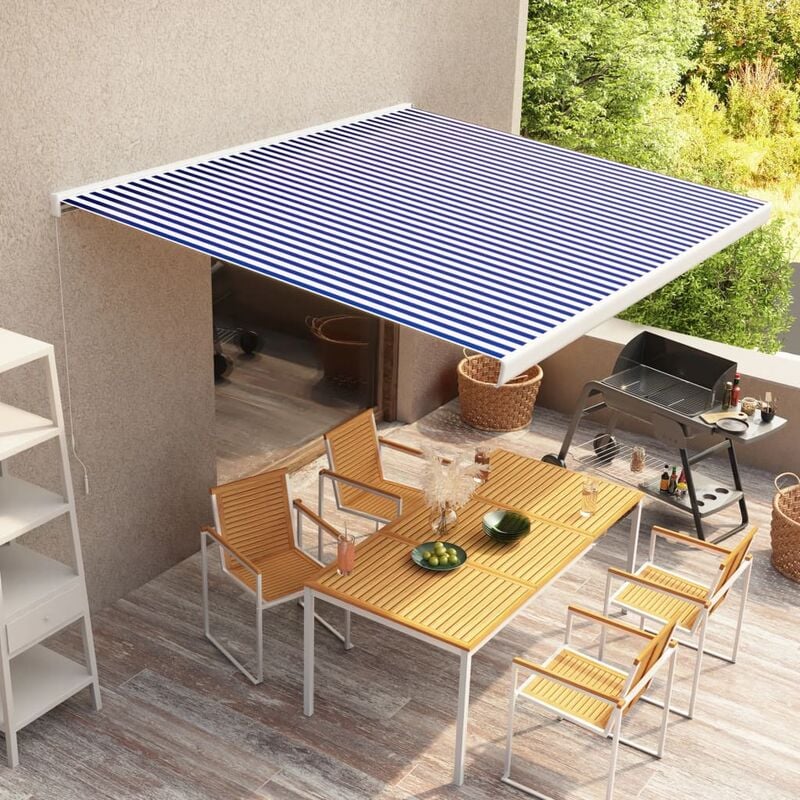 

Toldo de carrete manual azul y blanco 350x250 cm - Azul