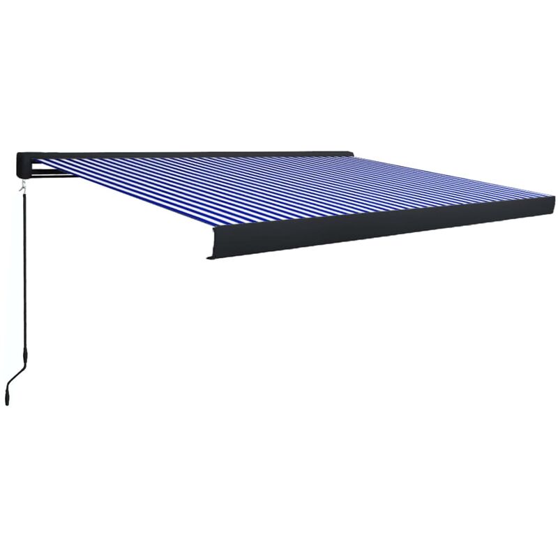 

Toldo de carrete manual azul y blanco 450x300 cm