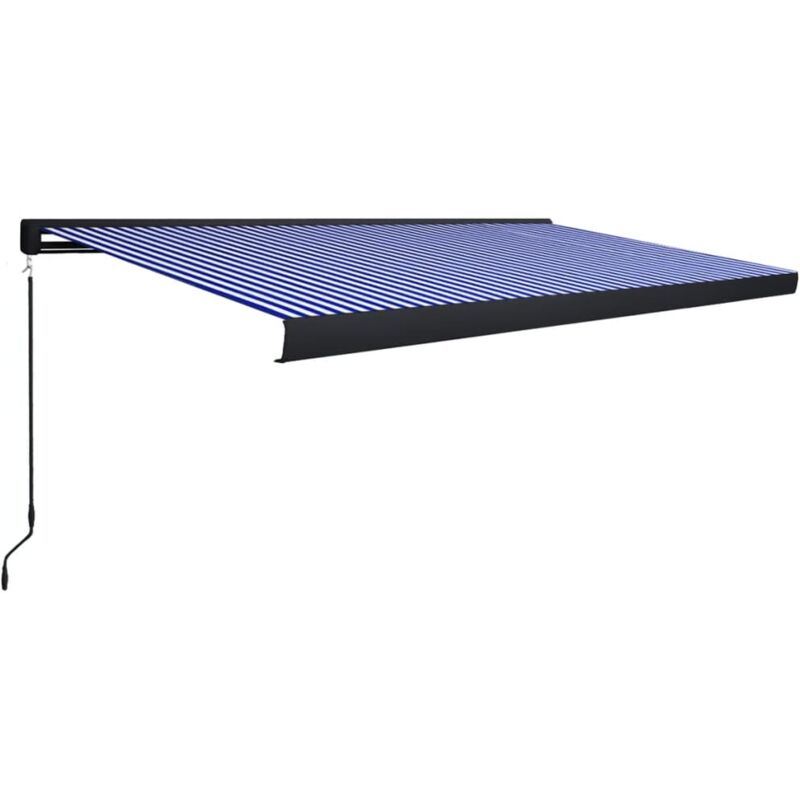 

Toldo de carrete manual azul y blanco 500x300 cm - Azul - Vidaxl