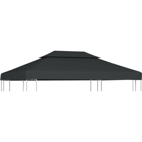Toldo de cenador 2 niveles 310 g/m² 4x3 m gris antracita