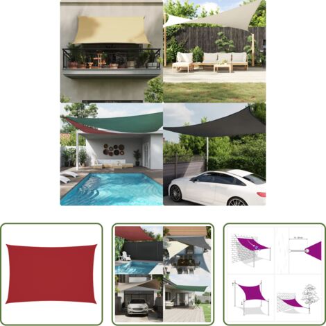 Toldo de exterior -  Toldo de vela rectangular tela Oxford rojo 2x4 m