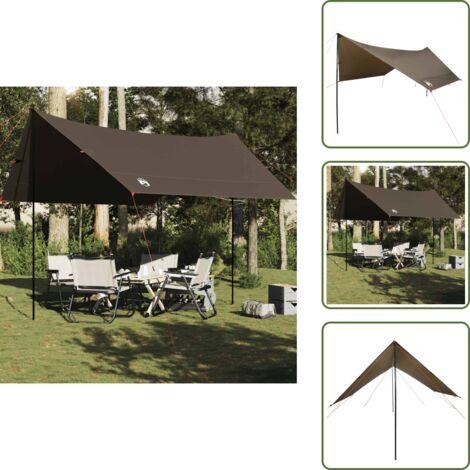 Toldo de exterior - vidaXL Lona de camping impermeable marrón 438x376x212 cm - Toldo de tienda
