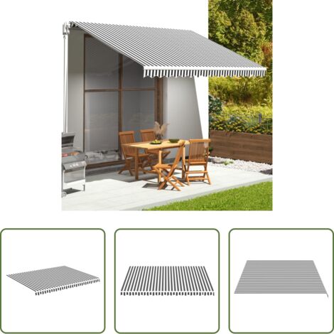 Toldo de jardín -  Tela de repuesto para toldo gris antracita y blanco 4,5x3,5 m