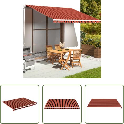 Toldo de jardín -  Tela de repuesto para toldo naranja y marrón 4,5x3,5 m