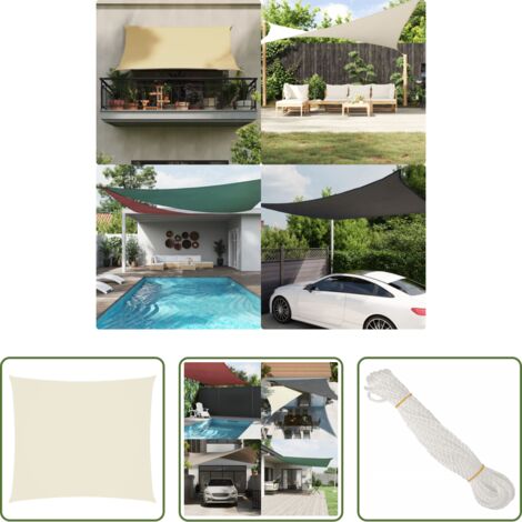 Toldo de jardín -  Toldo de vela rectangular tela Oxford color crema 2x2,5 m