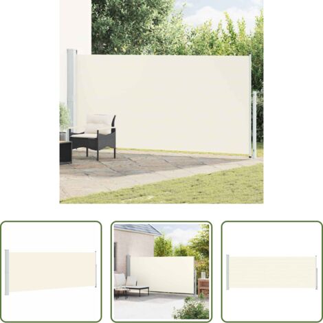 Toldo de jardín -  Toldo lateral retráctil de jardín crema 180x500 cm