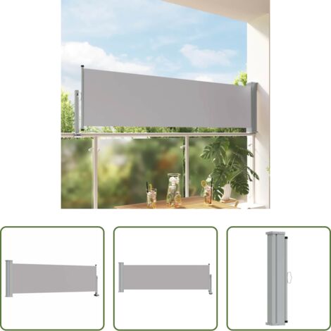 Toldo de jardín -  Toldo lateral retráctil de jardín gris 80x300 cm