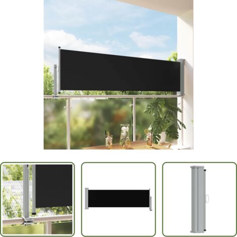 Toldo de jardín -  Toldo lateral retráctil de jardín negro 80x300 cm