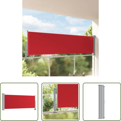 Toldo de jardín -  Toldo lateral retráctil de jardín o terraza rojo 100x300 cm
