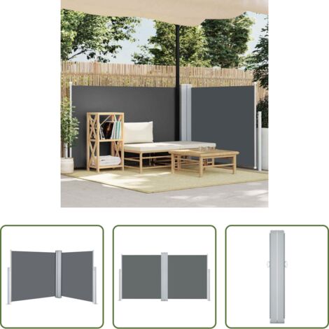 Toldo de jardín -  Toldo lateral retráctil gris antracita 100x600 cm