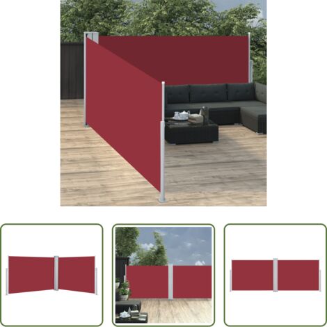 Toldo de jardín -  Toldo lateral retráctil rojo 100x1000 cm