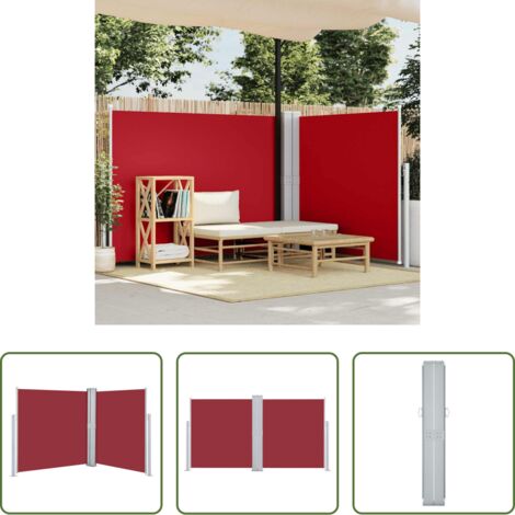 Toldo de jardín -  Toldo lateral retráctil rojo 140x600 cm