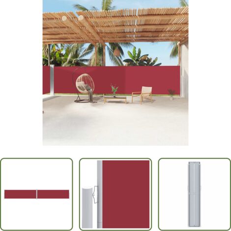 Toldo de jardín -  Toldo lateral retráctil rojo 180x1200 cm