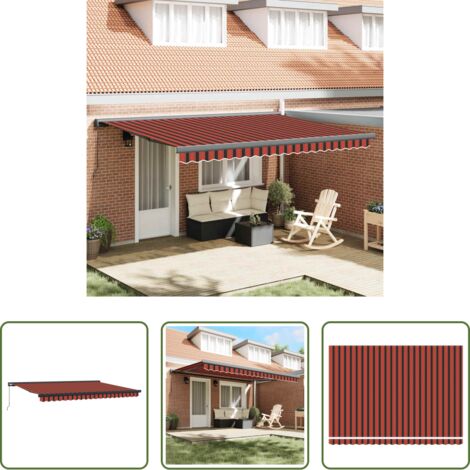 Toldo de jardín -  Toldo retráctil aluminio y tela naranja y marrón 4,5x3 m