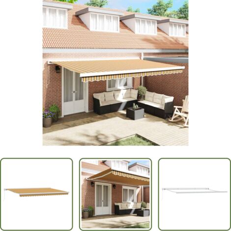 Toldo de jardín -  Toldo Retráctil Multicolor 500 x 300 cm Tela y Metal