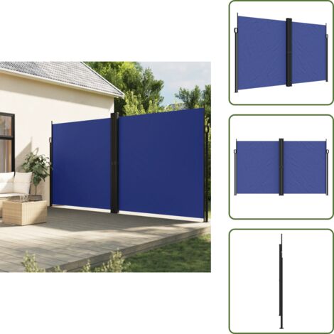 Toldo de jardín - vidaXL Toldo lateral retráctil azul 200x600 cm - Toldo para balcón