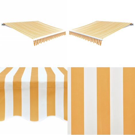 Toldo de lona amarillo y blanco 4x3 m (sin estructura) - Toldo de repuesto - Toldo amarillo