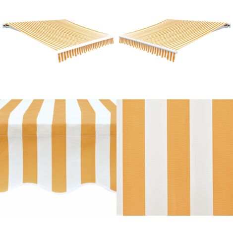 Toldo de lona amarillo y blanco 6x3 m (sin estructura) - Toldo de repuesto - Protección contra rayos UVA
