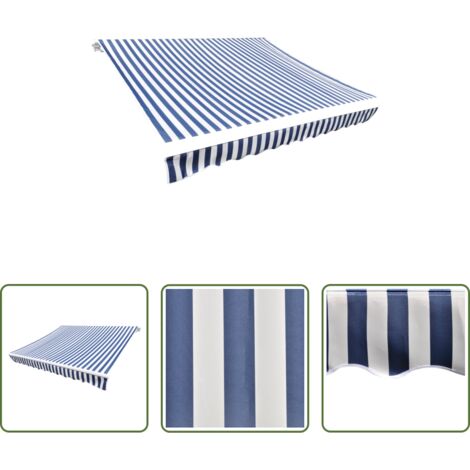 Toldo de lona -  Toldo de lona azul y blanco 450x300 cm