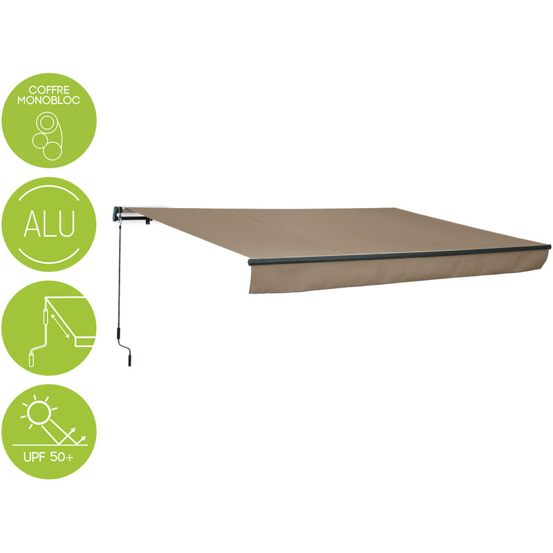 

Alice's Garden - Toldo de pared Alombra 4x2,5m de aluminio y tela de poliéster Pardo - Pardo