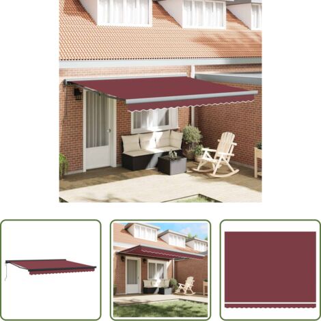 Toldo de patio -  Toldo retráctil automático burdeos 400x300 cm