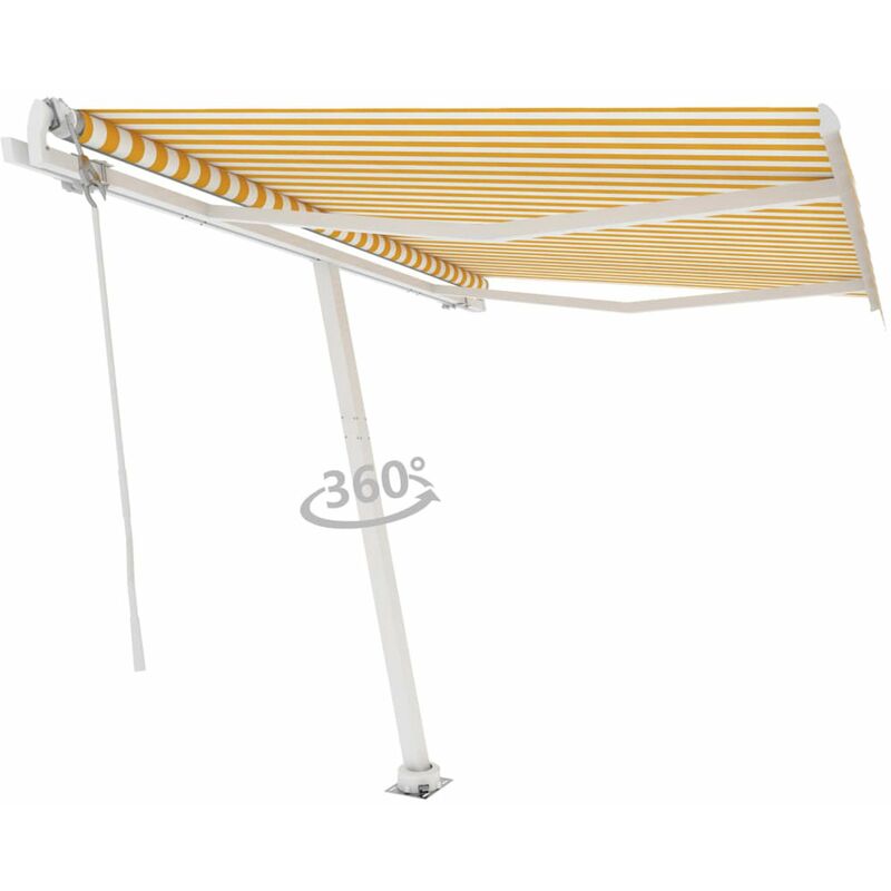 

Toldo de pie automatico amarillo y blanco 300x250 cm
