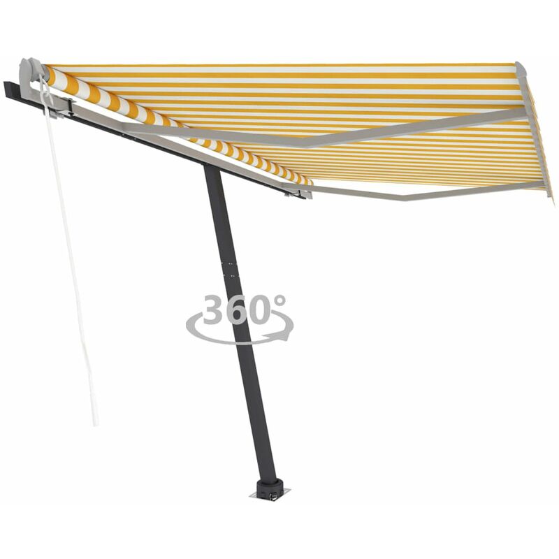 

Toldo de pie automatico amarillo y blanco 300x250 cm