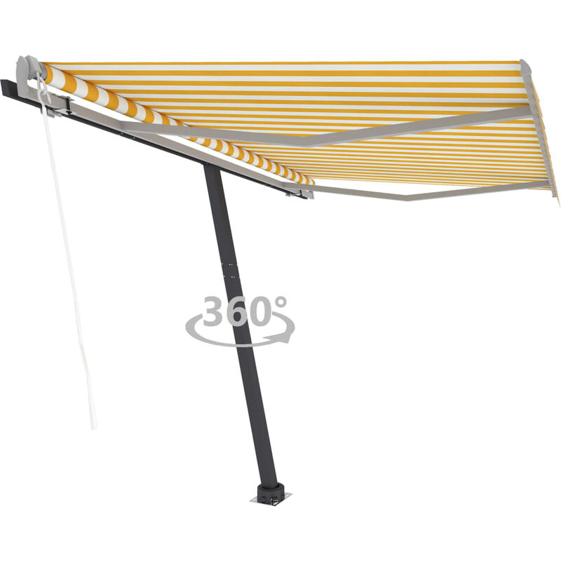 

Toldo de pie automático amarillo y blanco 350x250 cm