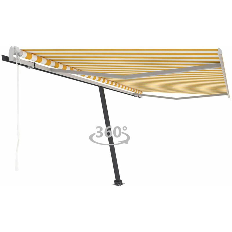 

Toldo de pie automatico amarillo y blanco 400x300 cm