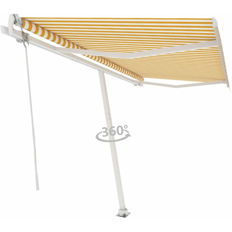

Toldo de pie automatico amarillo y blanco 400x350 cm