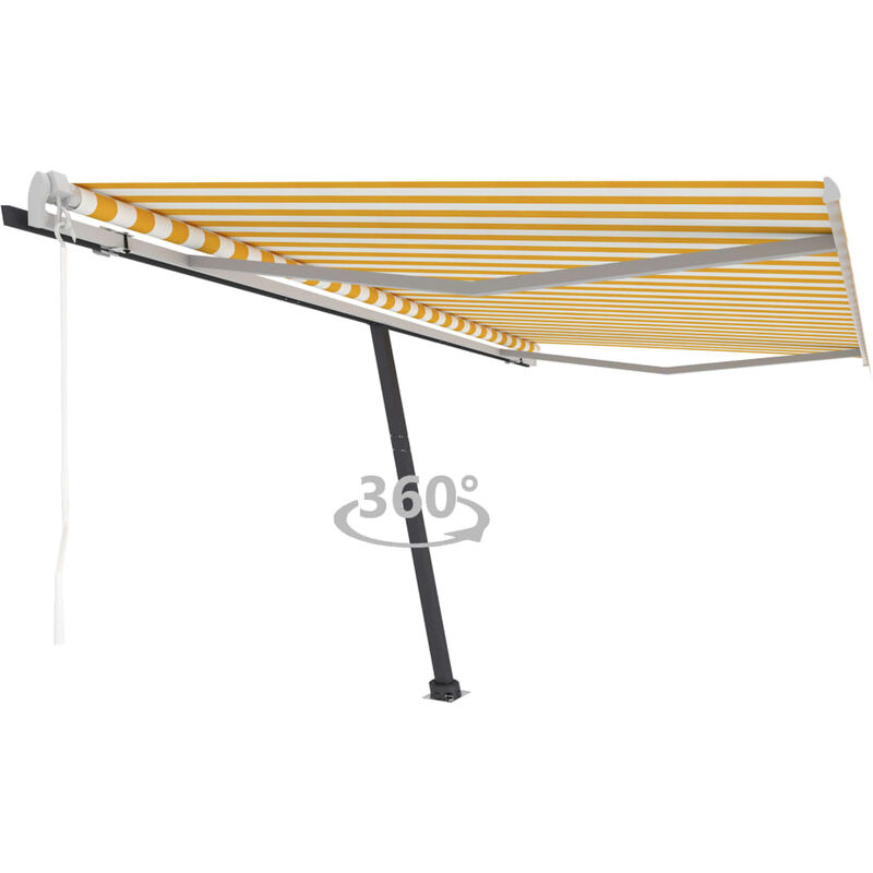 

Toldo de pie automático amarillo y blanco 450x300 cm