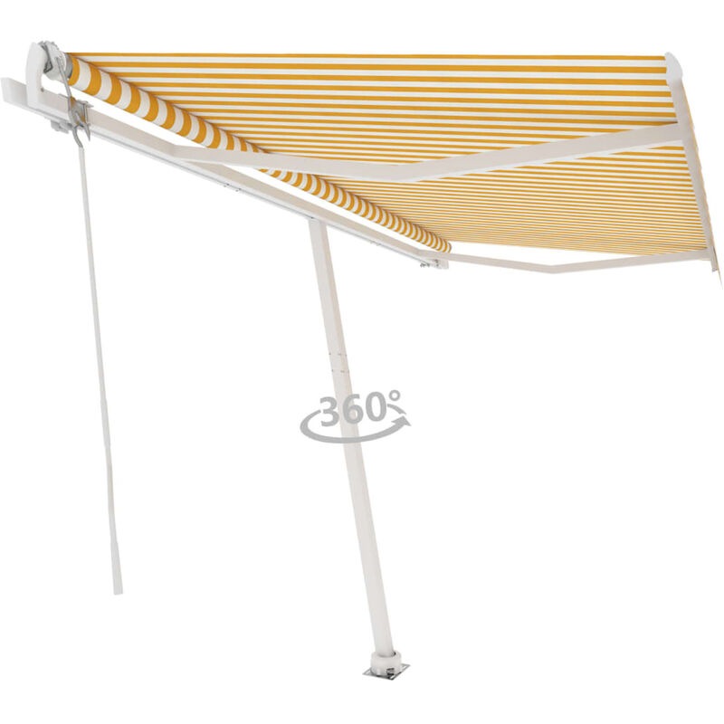 

Toldo de pie automatico amarillo y blanco 450x350 cm