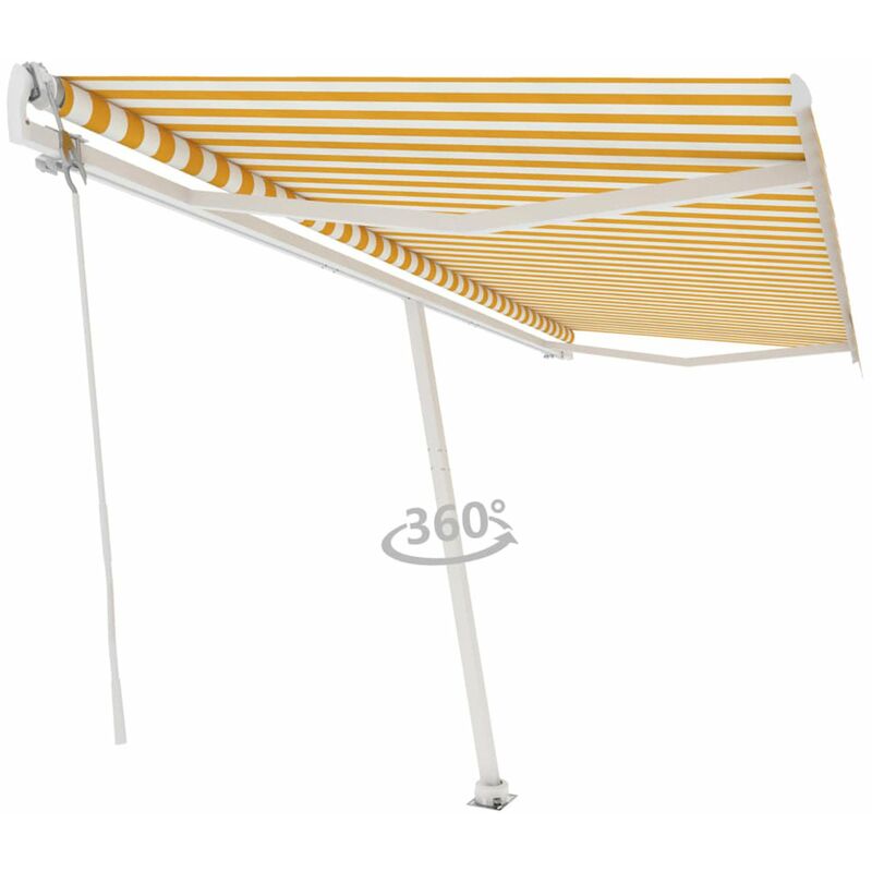 

Toldo de pie automatico amarillo y blanco 500x300 cm