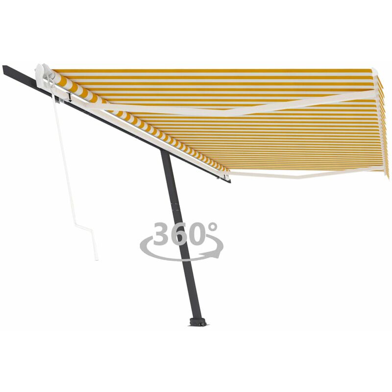 

Toldo de pie automatico amarillo y blanco 500x300 cm