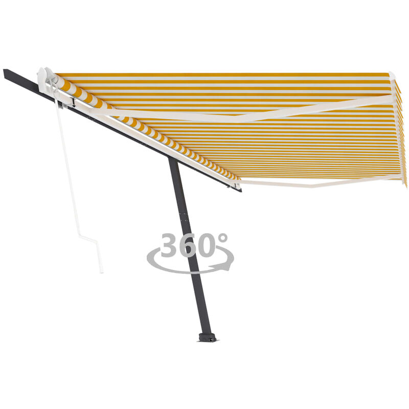 

Toldo de pie automático amarillo y blanco 500x300 cm