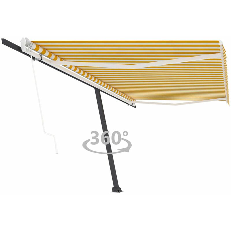

Toldo de pie automatico amarillo y blanco 500x350 cm