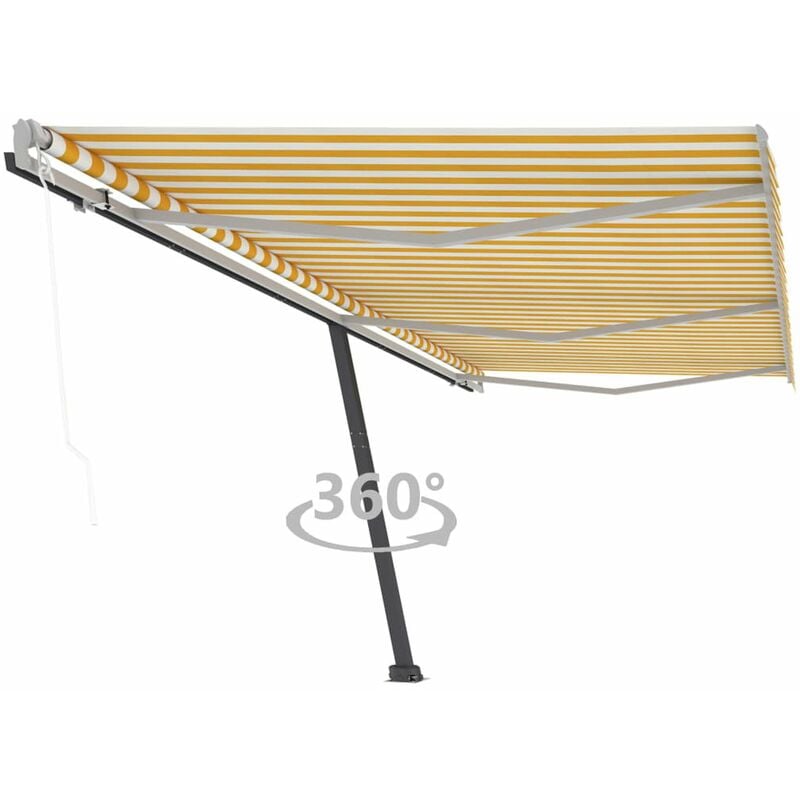 

Toldo de pie automatico amarillo y blanco 600x300 cm
